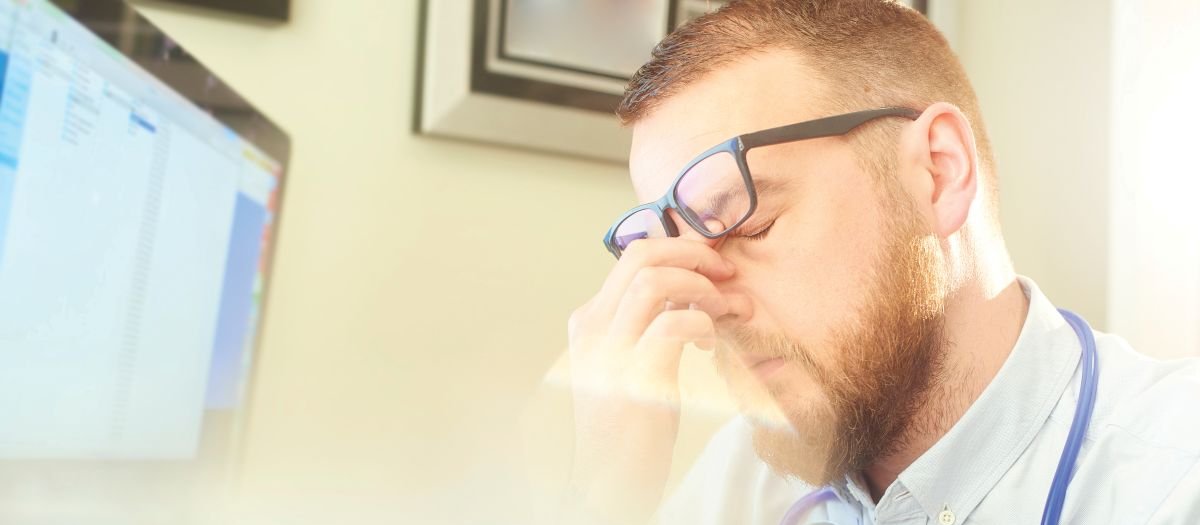 Tired Doctor CR Martin Prescott on iStock