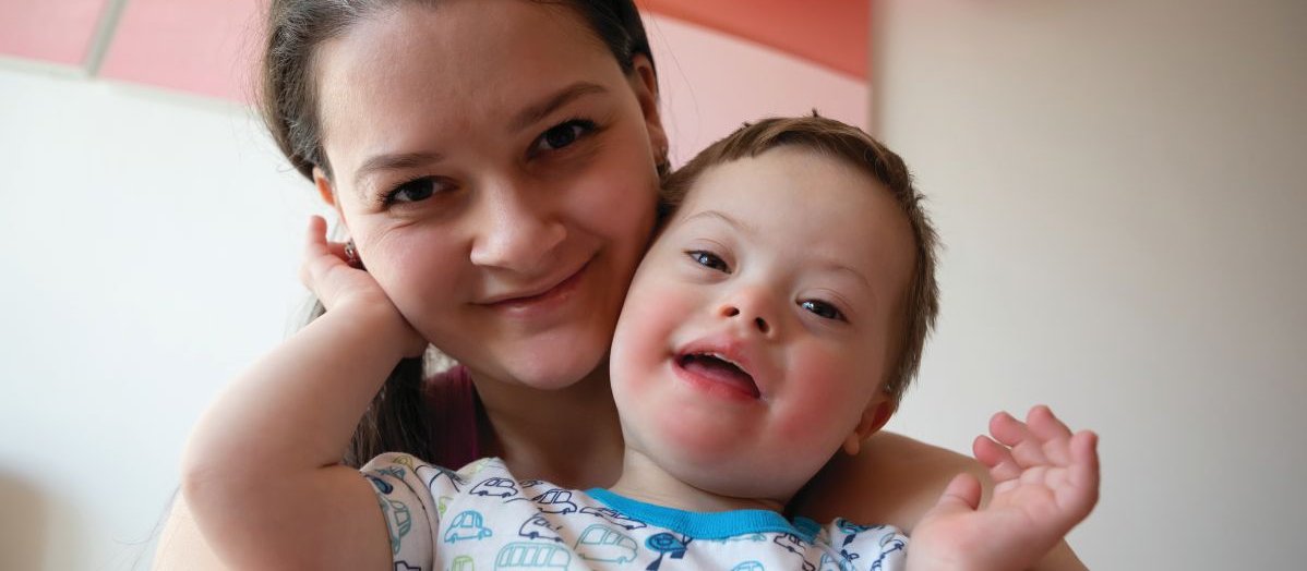 Mum with Down syndrome child
