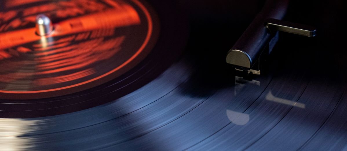 Close up of a record playing