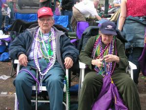 Mardi gras, old couple, elder, ageing