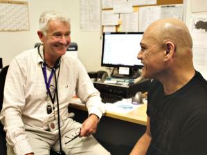GP Richard Davies with a patient, Kaiona Finai, at the Calder Health Centre