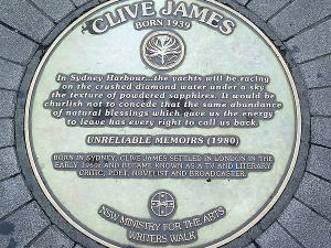 Clive James plaque on writer's walk in Sydney