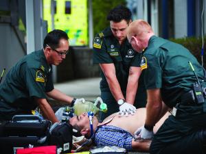 Paramedics perform CPR