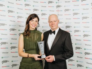 Gemma Perry, Sanders Pharmacy and Cameron Monteith, Pharmacy Guild at the NZPHA