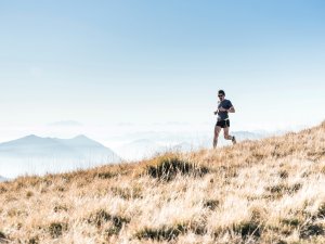 Man running in mountains