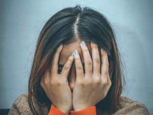 Woman upset