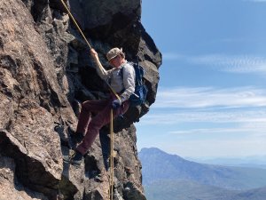 Scottish mountain Sgurr Dubh Mor abseil off lower summit CR Martin London
