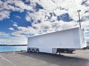 Mobile PET CT Scanner on wharf 