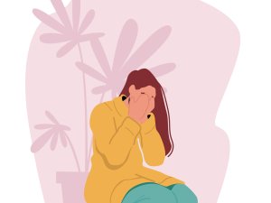 Woman upset illustration CR lemono on iStock