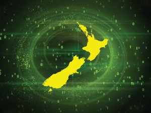 New Zealand Map Cyber background CR Kreativorks on iStock