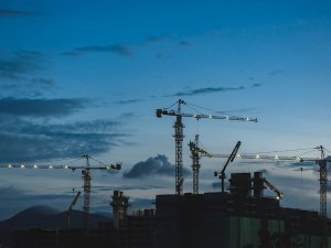 Cranes, building site