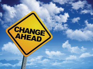 Change ahead road sign
