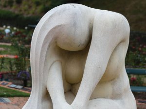 Grieving woman statue