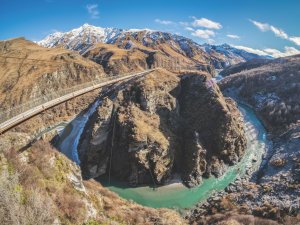 Bridge, scenic, mountain pass, river, adventure, view