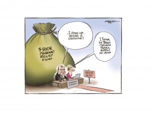 Cartoon May 2021 - Pharmacy Relief fund - Rod Emmerson
