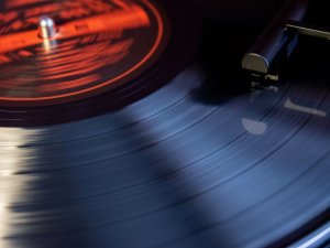 Close up of a record playing