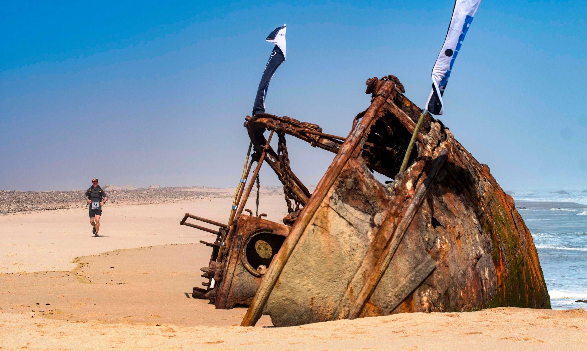 An old shipwreck seen during ‘Beach day’ running