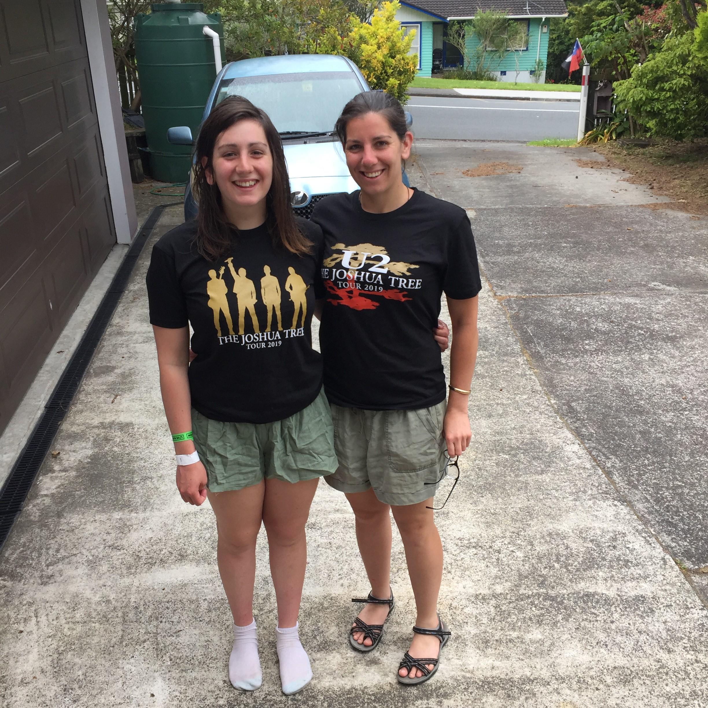 Zahra and sister with U2 merchandise
