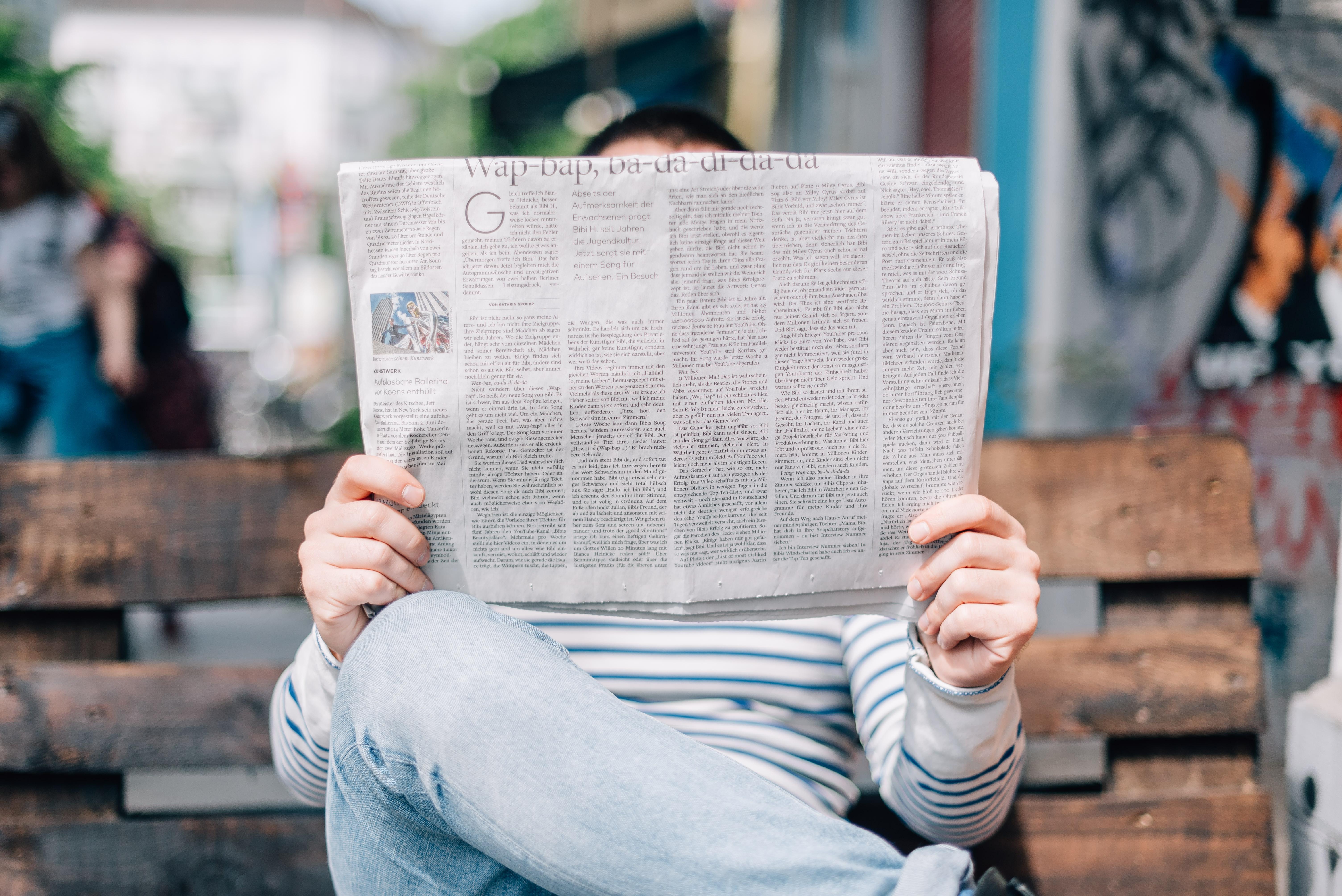Man reading a newspaper