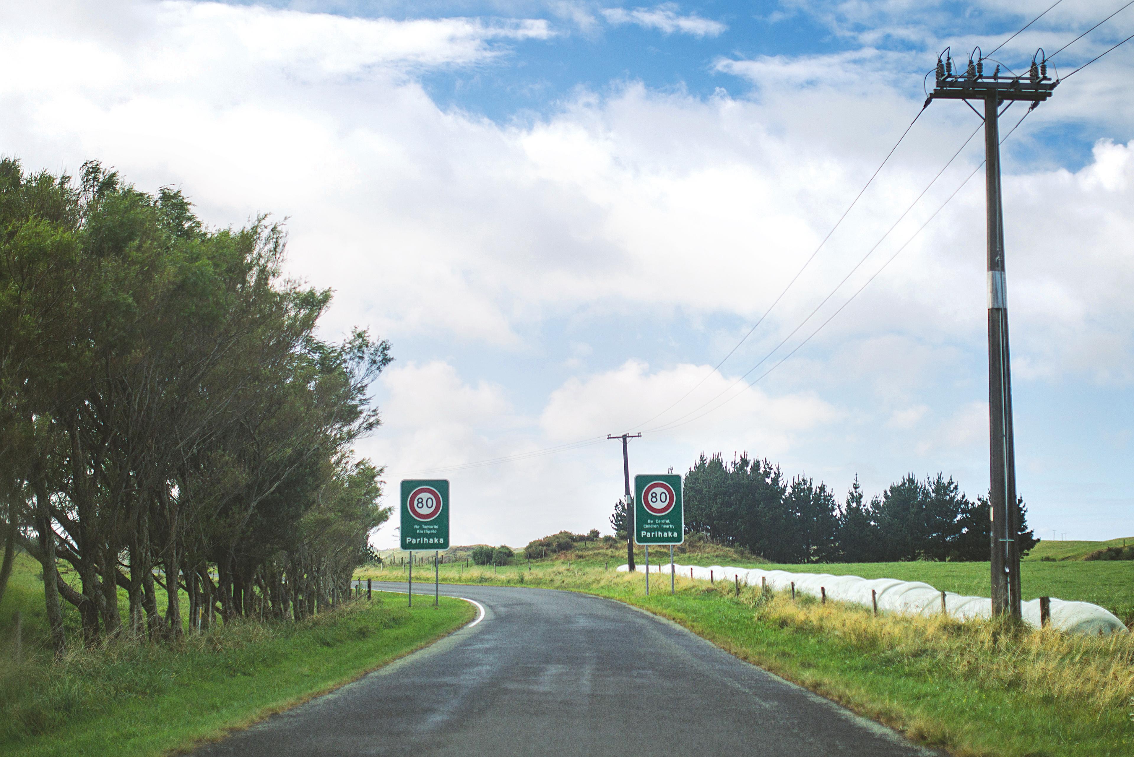 Parihaka Street Road signs 