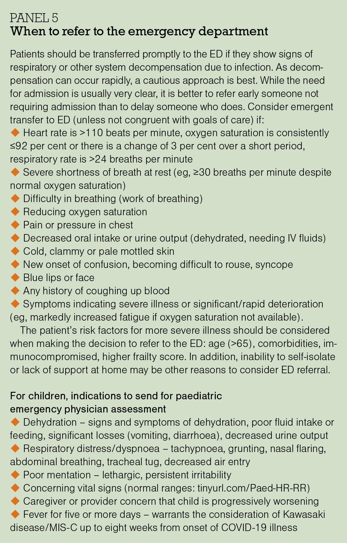 When to refer to the emergency department