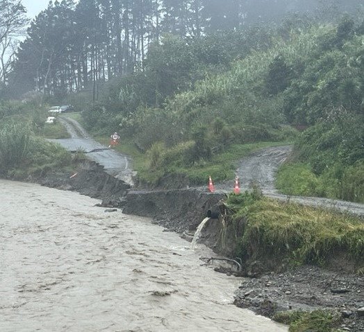 Flooding causing road damage after Cyclone Gabrielle hit Tairawhiti