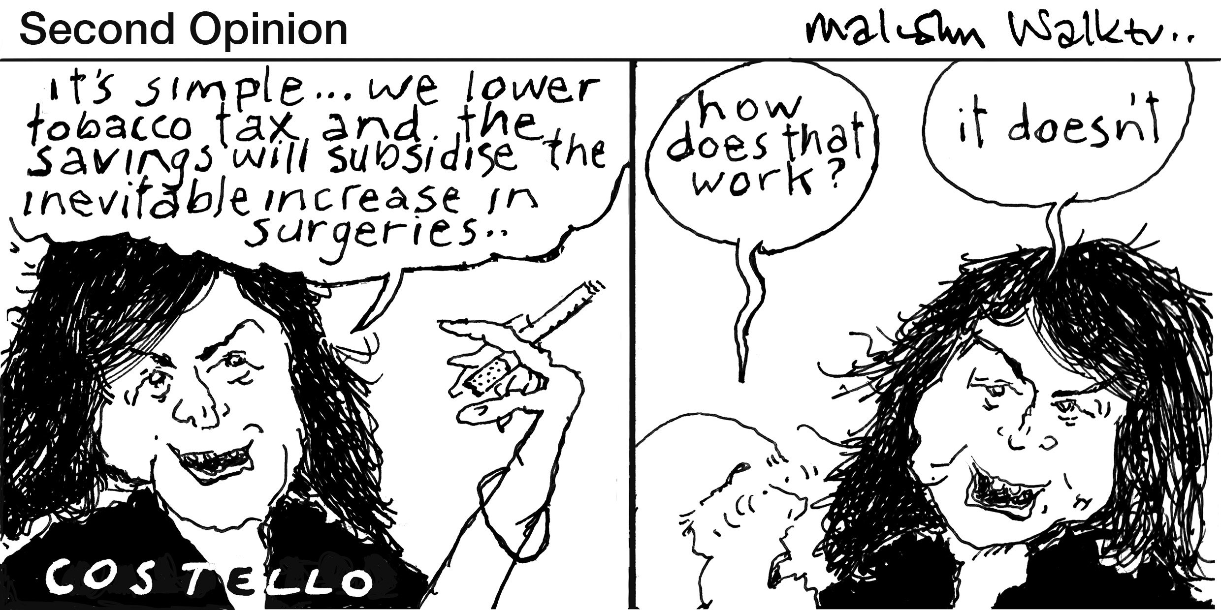 14 February Second Opinion Costello smoking [Image: Malcolm Walker]