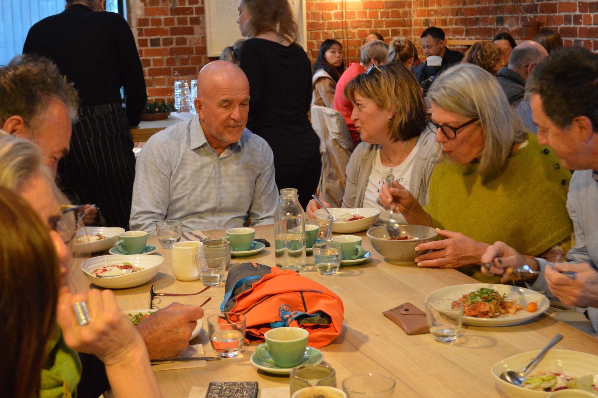 Talking and eating at Little Bird Cafe