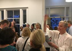 Phyllida Cotton-Barker organising folks at the Richmond Road Medical Centre