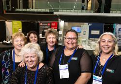 Carefirst New Plymouth employees left, clockwise, Diane Hotton, Rochelle Court, Jayne Garry and Mary Ford with PMAANZ chair Henrietta Taia and educator Michelle Te Kira 