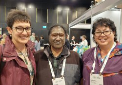 Tania Kemp, nurse practitioner at Aotea Health (Great Barrier); Russell Riki, kaumātua from Raglan; Hemaima Reihana-Tait, clinical nurse specialist at Te Aho o Te Kahu (Cancer Control Agency). All three are members of Te Rōpū Ārahi, a partner with the Hauora Taiwhenua Rural Health Network board