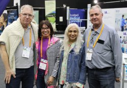 Specialist GP Harald Pfeffer, Pfeffer Medical, Taumaranui, with wife and practice nurse Desiree Pfeffer; general practice doctor Sathisha Baijnath, Redhills Medical Centre, Auckland, with husband and practice manager Gavin Castle 