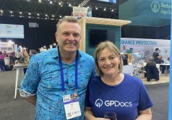 GPDocs, Christchurch, exhibitors Dave Bates and Bronwyn Cook.
